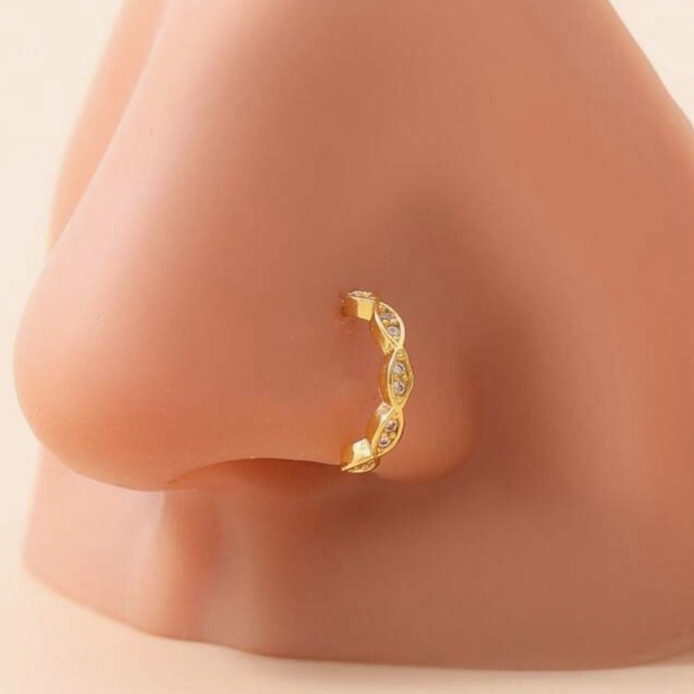 Nose Ring- Cubic Zirconia Nose Cuff/Clip Copper Nose Ring. NWT
